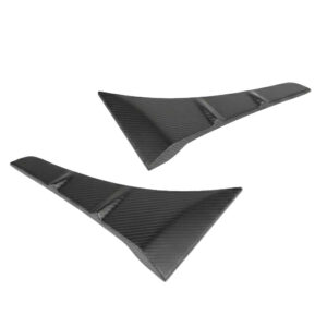 Two black carbon-fiber aerodynamic fins or winglets, curved and ribbed, shown against a white background, likely for a model aircraft or drone.