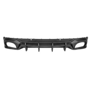 Front bumper lip/spoiler for a car, carbon fiber-style lower splitter with multiple fins and mounting points