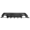 Black plastic rear bumper diffuser with multiple vertical fins and circular end openings
