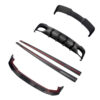 IMG_0467_7c5bfef8-1229-4666-8492-082bf4896069jpg - OPSHOLDERS Exploded view of a carbon fiber car aero kit with front splitter, side skirts, rear diffuser, and spoiler.
