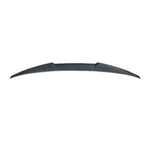 Carbon fiber curved rear spoiler wing with mounting points on a white background