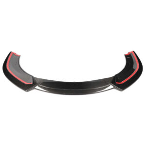Carbon fiber automotive spoiler with red accent trim for improved aerodynamics