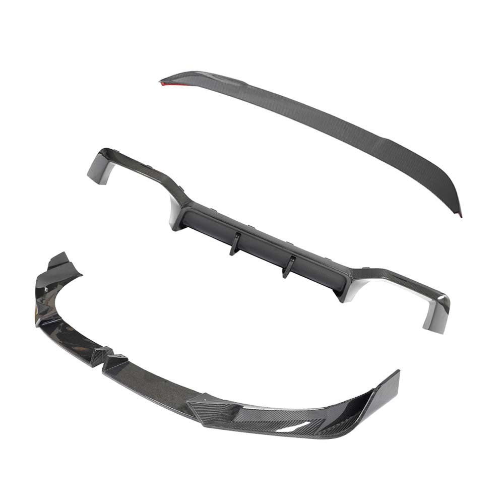 MAIN_027290d8-3628-47f7-9317-209da66e1948jpg - OPSHOLDERS Carbon fiber automotive aero kit parts: front splitter, side skirts, and rear diffuser.