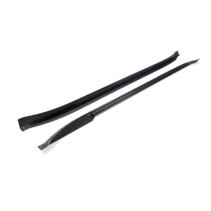 Pair of carbon fiber windshield wiper blades laid on a white background