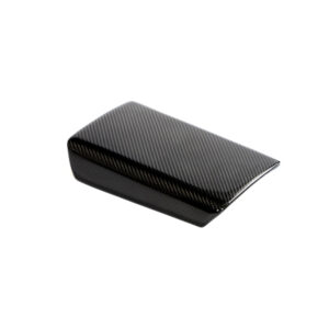 Slim black carbon-fiber card wallet on white background