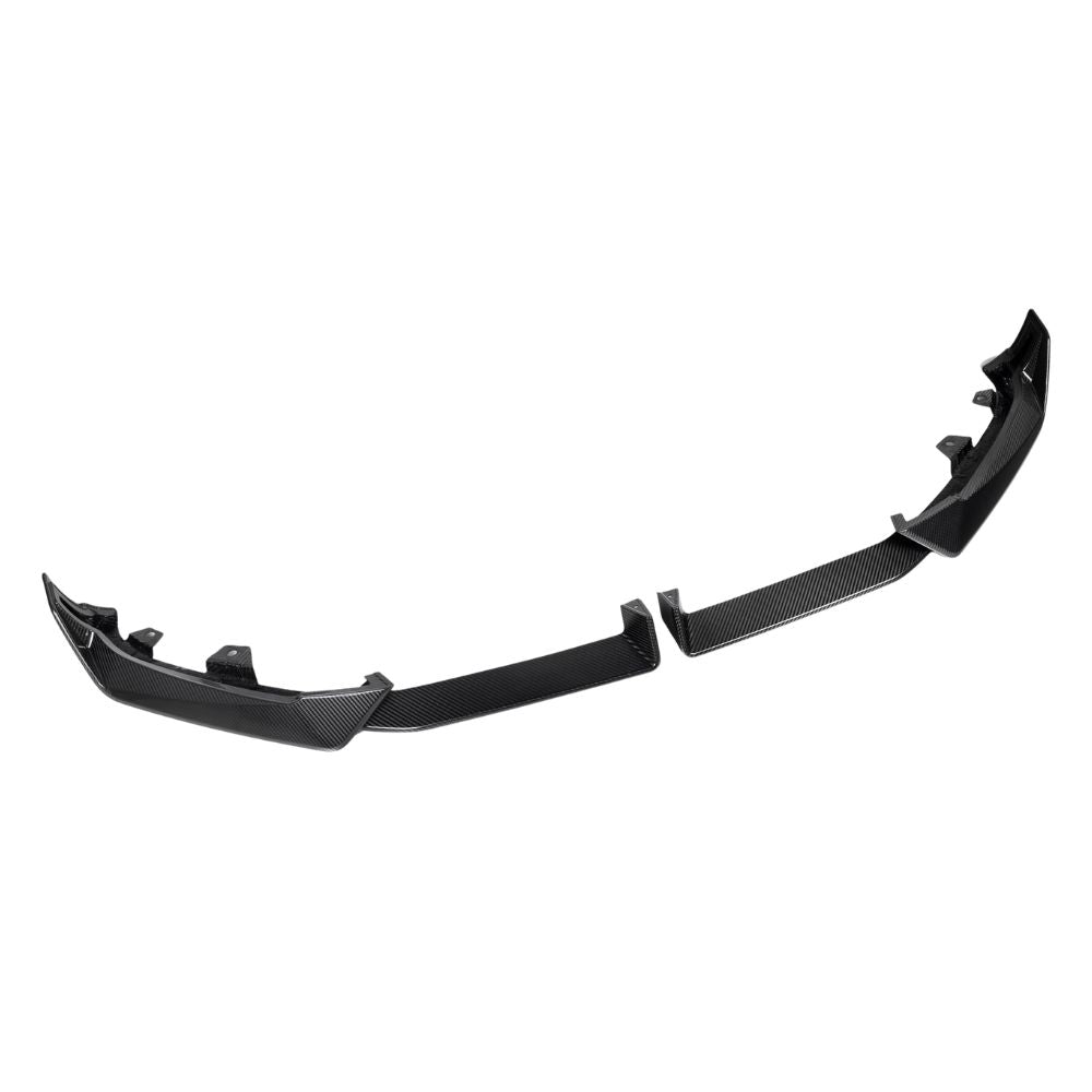 MAIN_97448a5c-2cac-435b-9ac8-e5d3bebdbf3cjpg - OPSHOLDERS Carbon fiber front splitter lip for a car, curved with mounting tabs and a low-profile aerodynamic design