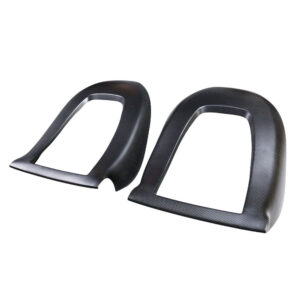 Pair of carbon-fiber automotive door handle trim pieces with curved square openings