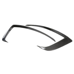 Carbon fiber automotive spoiler components with curved aero fins for a sports car