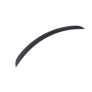Curved dark gray plastic trim piece, tapered at ends, on a white background, minimal context needed
