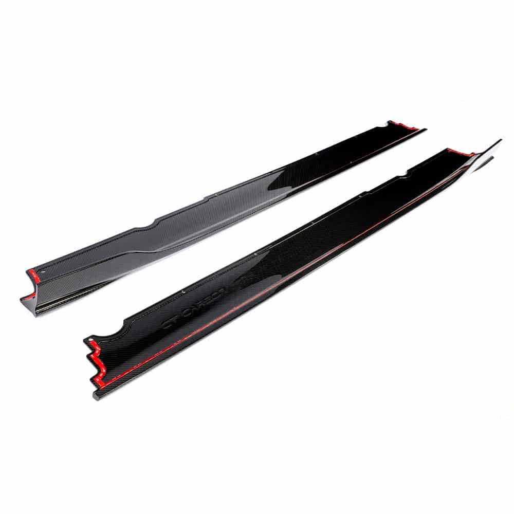 MG_8003jpg - OPSHOLDERS Pair of carbon fiber car side skirts with red accents, aftermarket aerodynamic body kit pieces