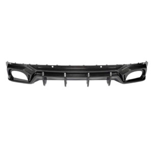 Carbon fiber front bumper lip splitter with vertical fins for a car