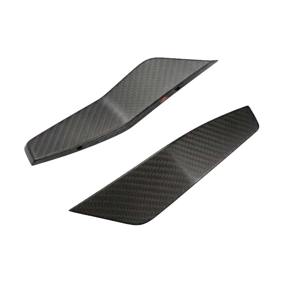 Mattecanardsjpg - OPSHOLDERS Two curved carbon-fiber car spoiler blades with a diagonal weave pattern, shown against a white background