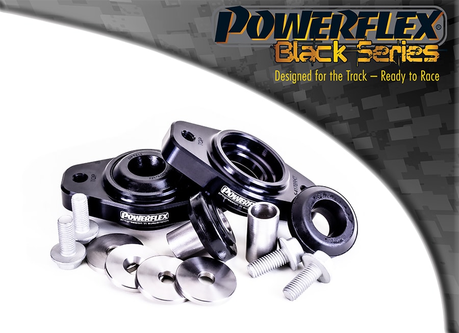 PFR5-417BLKjpg - OPSHOLDERS PowerFlex Black Series suspension bushings and hardware arranged on a white background.