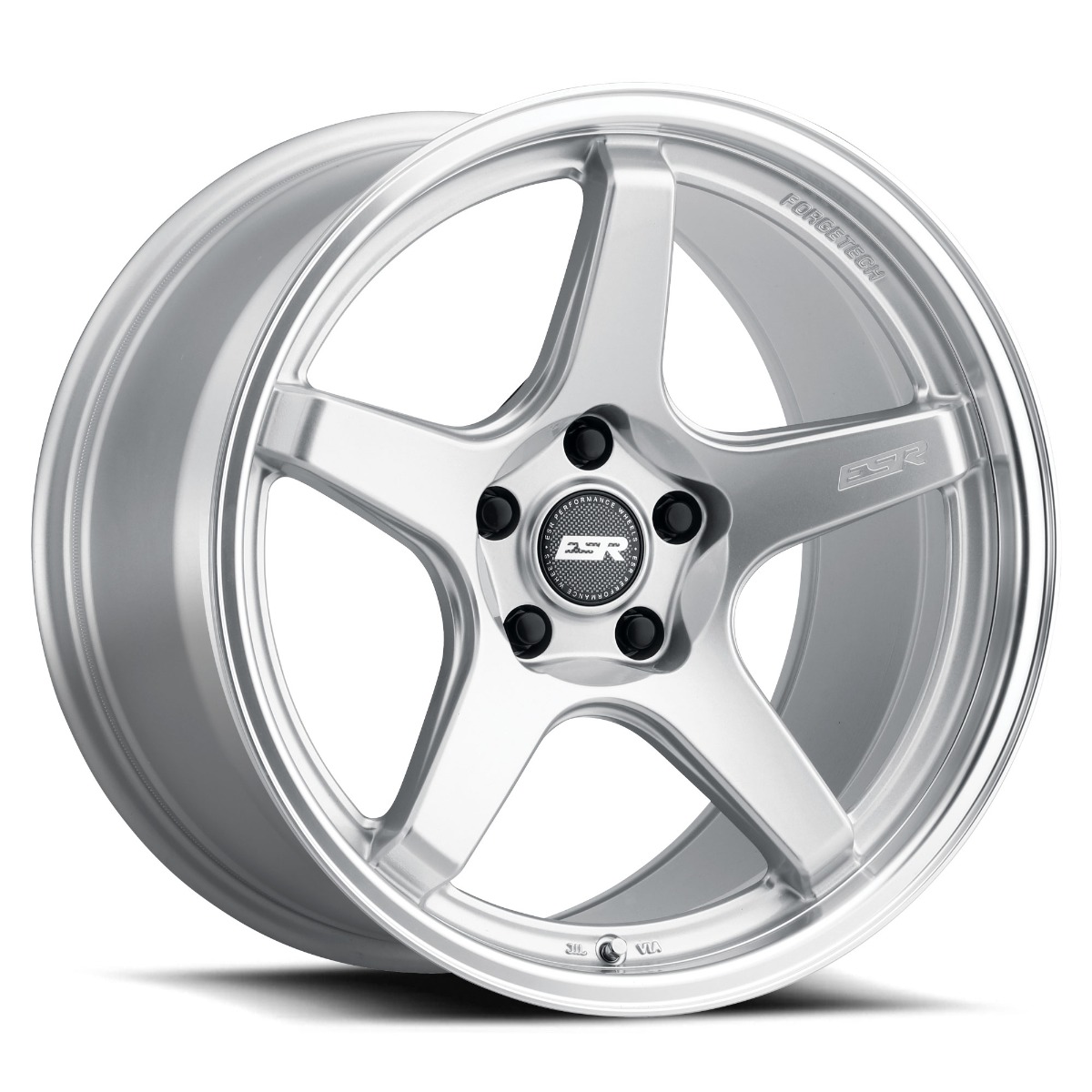 ap5chsjpg_2jpg - OPSHOLDERS Silver five-spoke alloy car wheel/rim with a central hub and lug nut holes, branded center cap visible