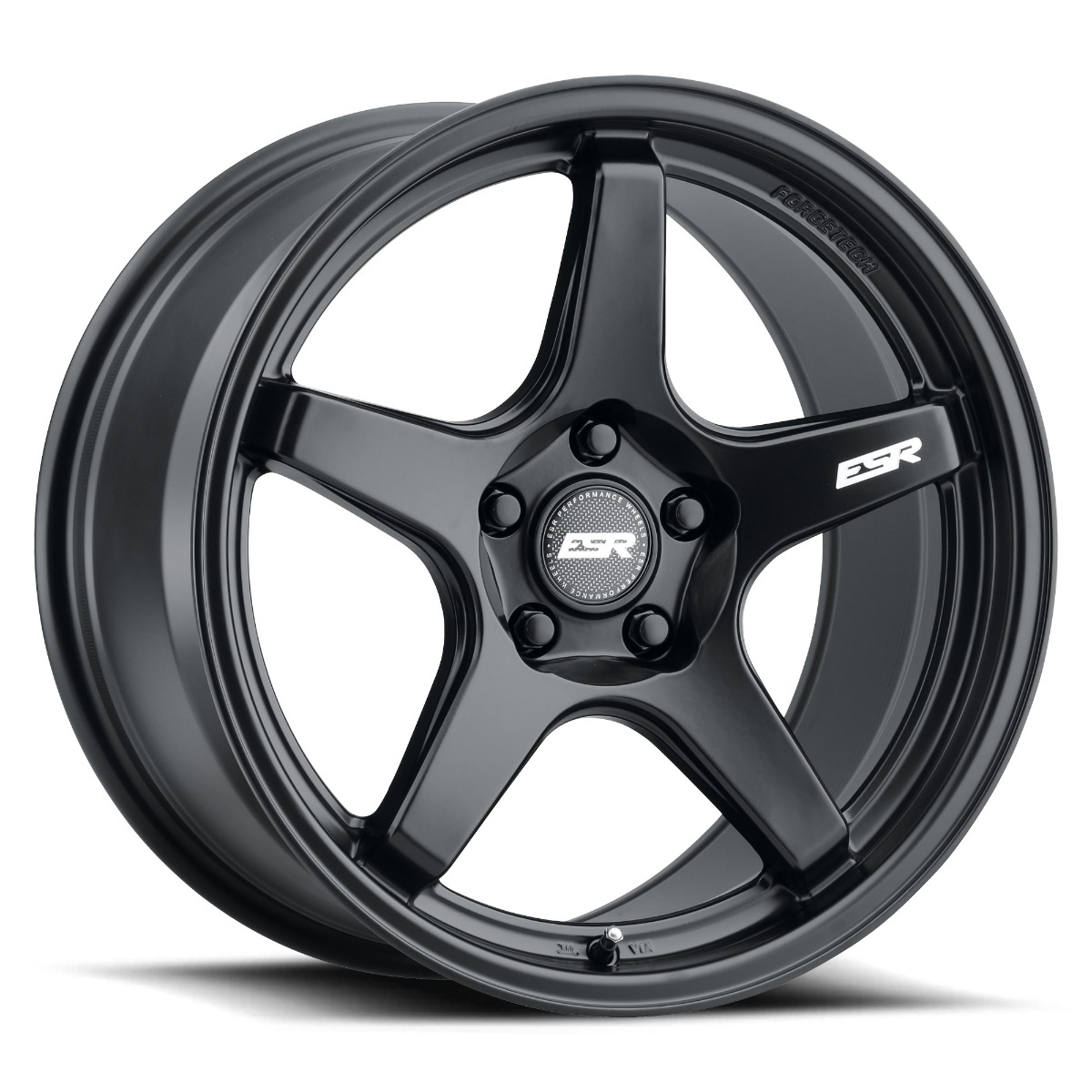 ap5cmblkjpgjpg - OPSHOLDERS Black five-spoke alloy car wheel with center cap and bolt holes, matte finish