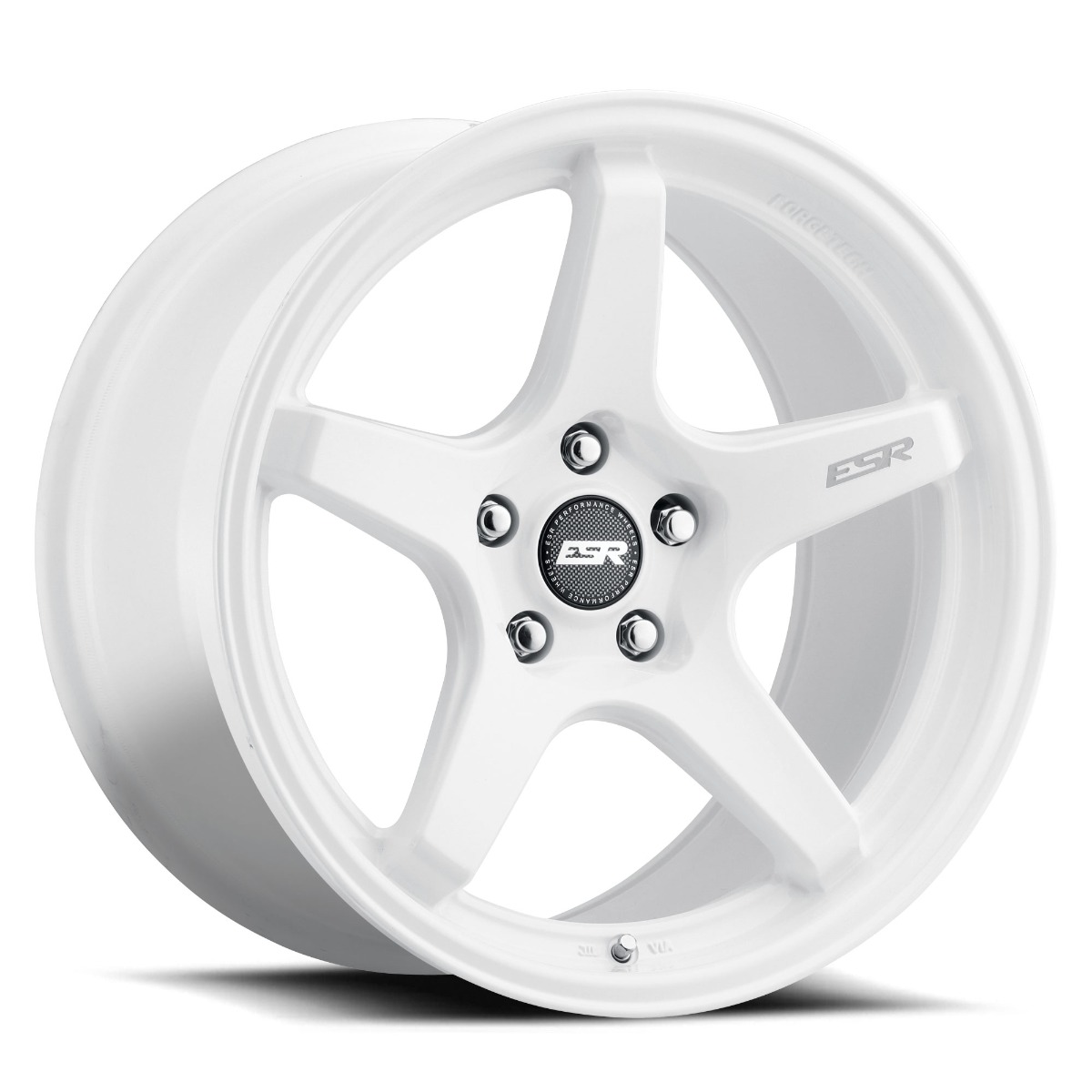 ap5cwhtjpg_2jpg - OPSHOLDERS White five-spoke alloy wheel with a center cap and lug nut studs visible