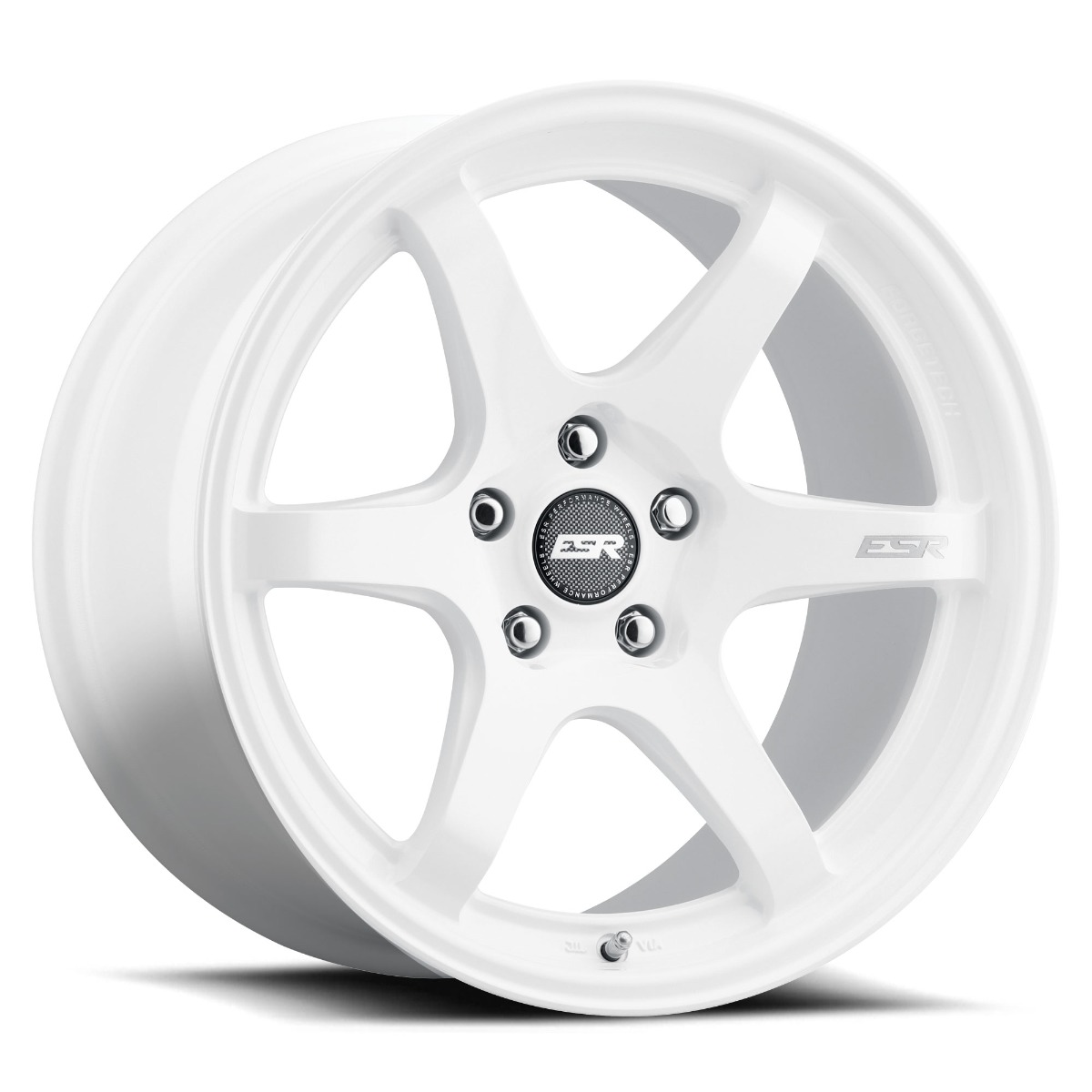 apx6whtjpg_1jpg - OPSHOLDERS White five‑spoke alloy wheel with center cap and five lug nut holes