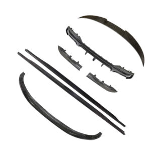 Set of windshield wiper blades and related components laid out on a white background for replacement use.