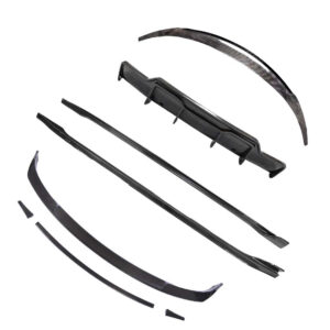 Disassembled car windshield wiper blade kit with multiple blade parts laid out separately