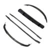 Set of replacement windshield wiper blades and arm components on a white background.
