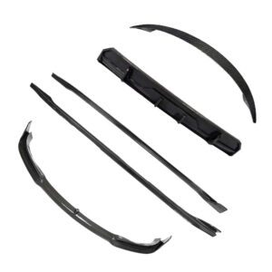 Set of replacement windshield wiper blades and arm components on a white background.