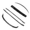Disassembled windshield wiper blades laid out, showing blades and connecting parts for a car windshield wiper system.