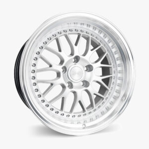 Close-up of a silver alloy wheel with multiple spokes and outer bolt detail.