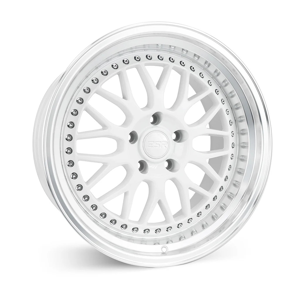 sr01wht_1jpg - OPSHOLDERS White multi-spoke car alloy wheel with a polished chrome lip and small surrounding studs, centered against a white background.