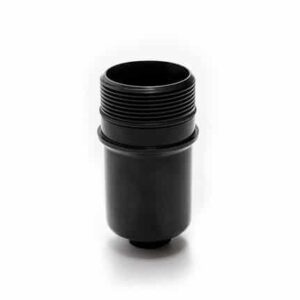 36949566203_ee527754c8_z__709211517223948-1jpg - OPSHOLDERS Black plastic threaded adapter/coupler with ridged exterior, used to connect two components