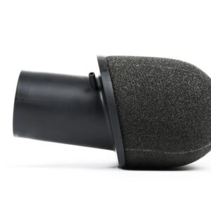37571202136_77b27710c4_z__388761517224298-1jpg - OPSHOLDERS Close-up of a black microphone with a foam windscreen on a white background