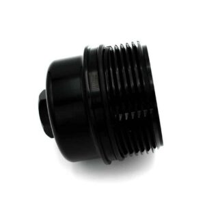 Black knurled threaded adapter/knob seen at an angle, likely a camera or equipment part.