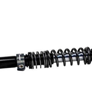 52424668556_410588167c_c-1jpg - OPSHOLDERS Automotive coilover shock absorber with a black coil spring and mounting plates on both ends, isolated on white background