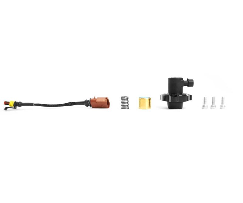 55031979693_4c5057329f_kjpg - OPSHOLDERS Exploded view of a component kit: wiring harness, orange connector, spring, brass spacer, black valve body, and screws.