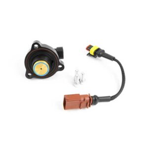 Automotive ABS wheel speed sensor kit with mounting screws and connectordisplayed on white background