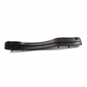 Black curved plastic automotive trim piece with multiple mounting pegs, shown isolated on white background