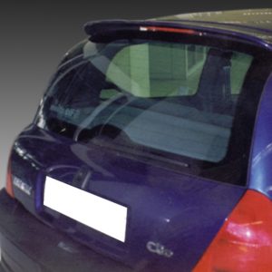 Rear view of a purple hatchback car showing the back with a white blurred license plate and visible red tail lights.
