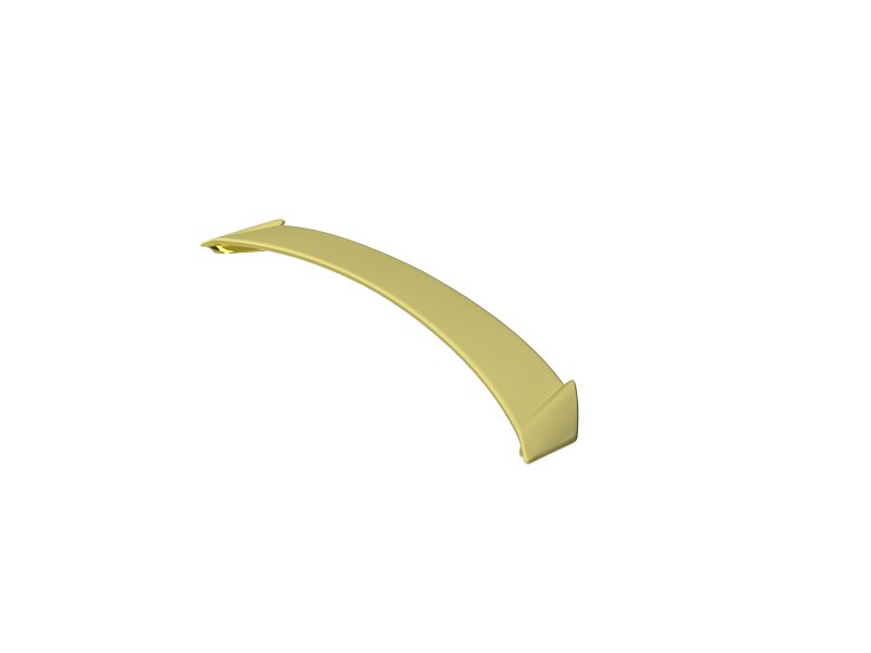 Gold curved arch-shaped trim piece with squared ends, displayed against a white background.