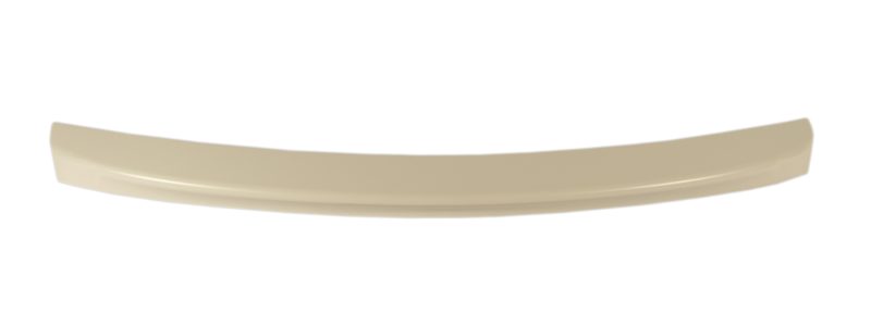 Beige curved plastic strip with tapered ends on a white background, photographed in profile.