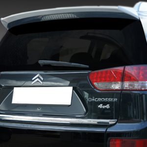 Rear view of a dark gray Citroën C-Crosser 4x4 SUV, showing taillights, rear window, and chrome bumper edge (license plate blurred).