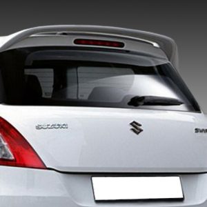 White Suzuki Swift rear view, showing the back hatch, taillights, and Suzuki emblem
