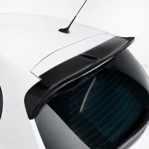 A-397_3jpg - OPSHOLDERS Top-down view of a white hatchback showing the rear window with defroster lines, a black roof spoiler, and a roof antenna.