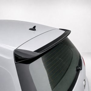 A-403_2jpg - OPSHOLDERS Rear view of a silver hatchback showing a roof spoiler and small antenna on the roof edge, with the rear window and wiper visible.