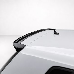 A-403_3jpg - OPSHOLDERS Rear roofline of a white SUV with a black roof spoiler and shark-fin antenna against a light background.
