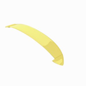 Yellow curved boomerang-like object on a white background, glossy finish