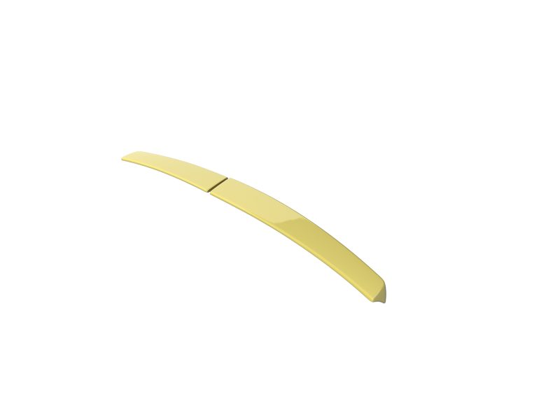 Two connected yellow curved plastic pieces forming a crescent shape with a small gap at the joint