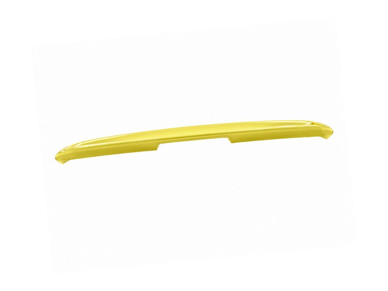 Long glossy yellow automotive body part (spoiler/trim) shown against a white background, isolated.