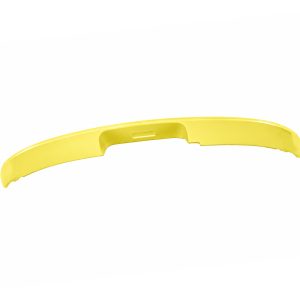Curved yellow plastic component with a small central notch.