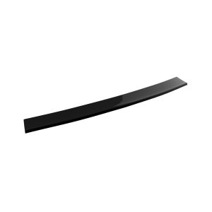 Long, glossy black rectangular bar angled diagonally across a white background, with subtle reflections.