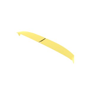 Broken yellow boomerang with a visible gap in the center, floating in white space