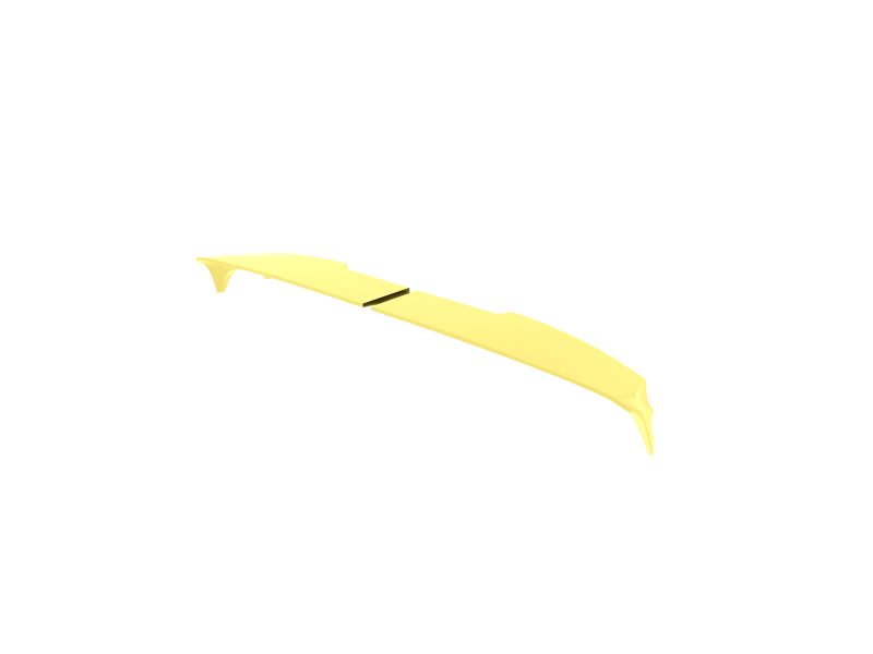 Abstract yellow curved ribbon-like shape, split in the center in white space.